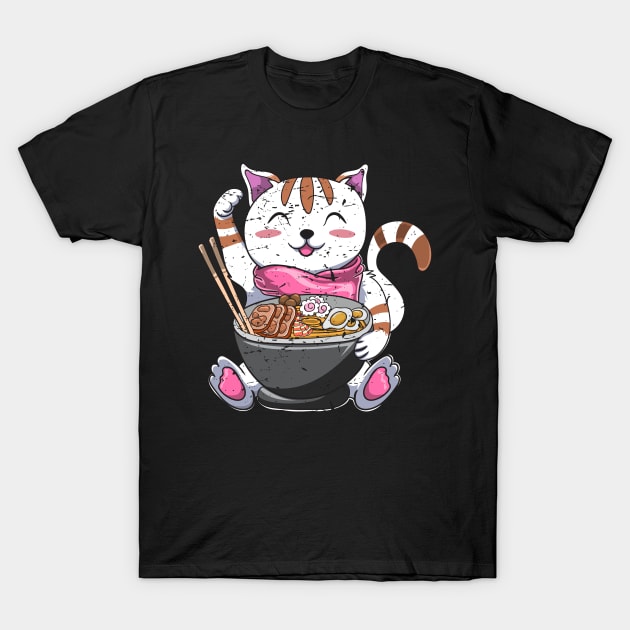 Cat Kawaii Ramen Noodles T-Shirt by ShirtsShirtsndmoreShirts